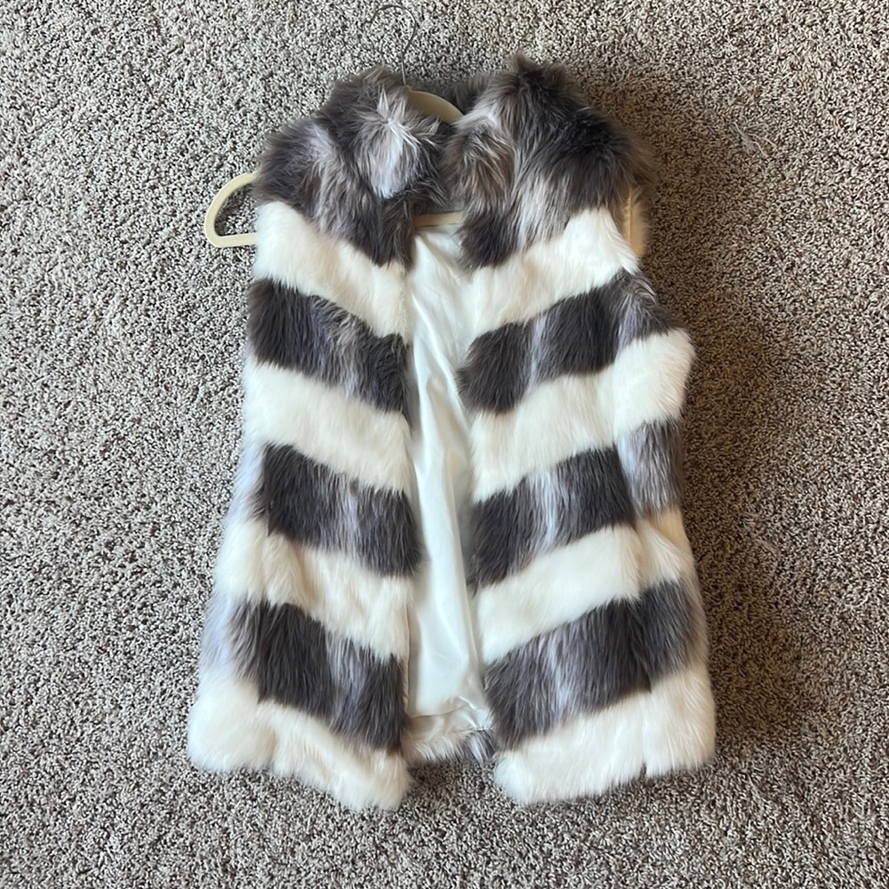 White House Black Market Fur Vest Small